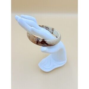 Apple Jasper Stone Brangle Bracelet - Marbled Earth Tones - 2.5” Inner Diameter